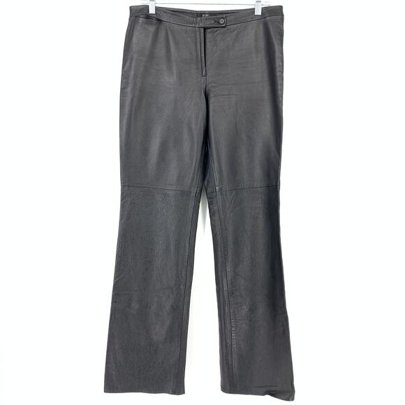 BCBGMAXAZRIA Y2K Women's Size 12 Low Rise Leather Pants Straight Leg Black - Picture 1 of 8